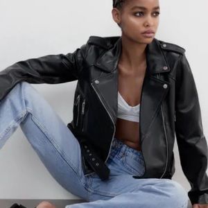 Black faux leather Moro jacket